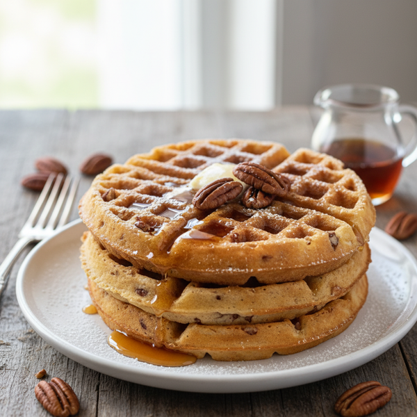 Crispy Buttermilk Pecan Waffles recipe