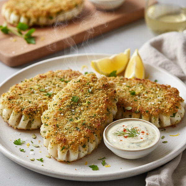 Crispy Calamari Steaks with Herb Coating recipe