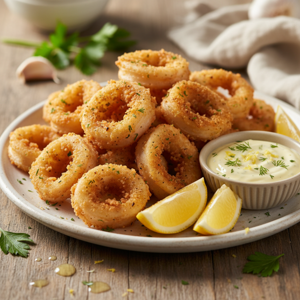 Crispy Calamari with Zesty Lemon Garlic Aioli recipe
