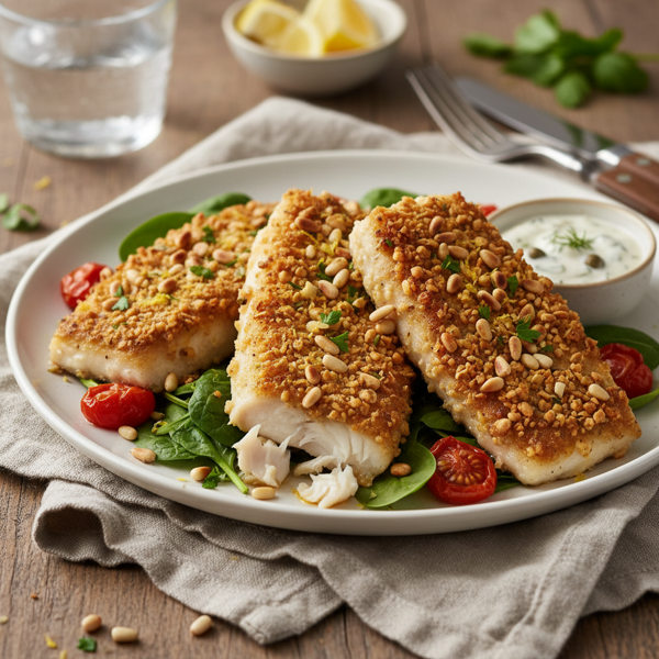 Crispy Catfish Fillets with Toasted Pine Nut Crust recipe
