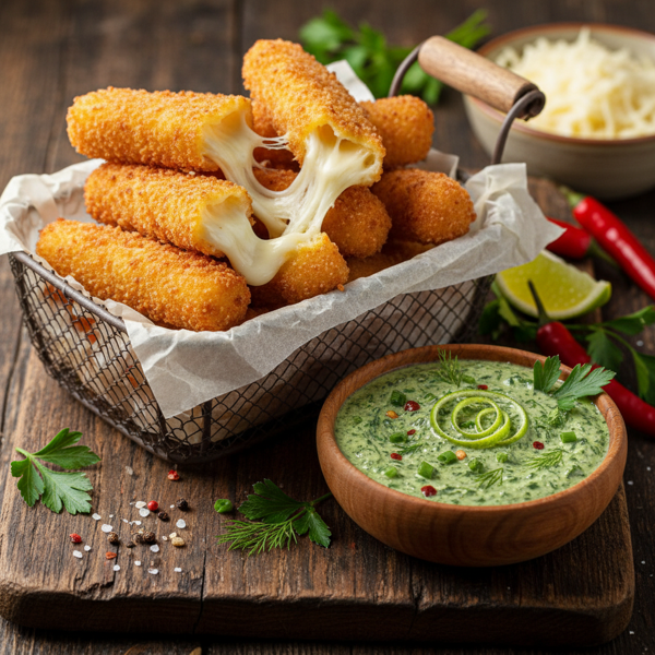 Crispy Cheese Sticks with Zesty Herb Dip recipe