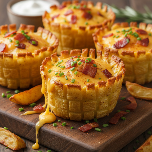 Crispy Cheesy Bacon Potato Baskets recipe