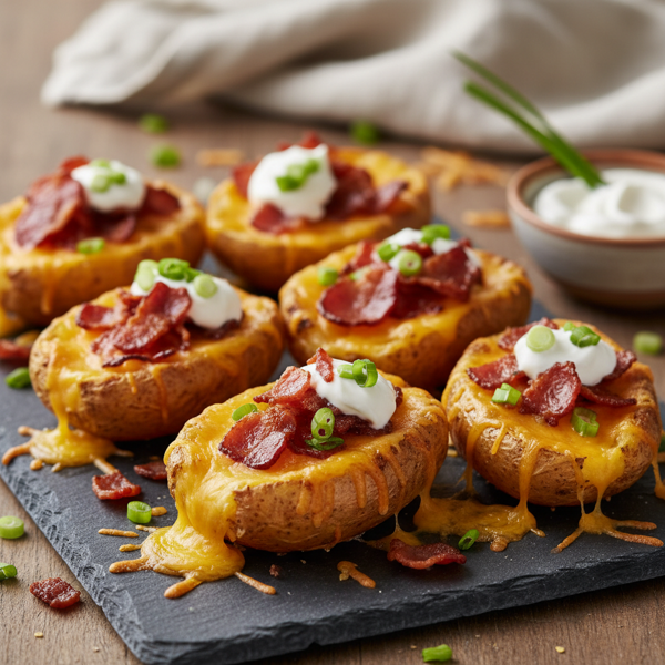 Crispy Cheesy Bacon Potato Skins recipe