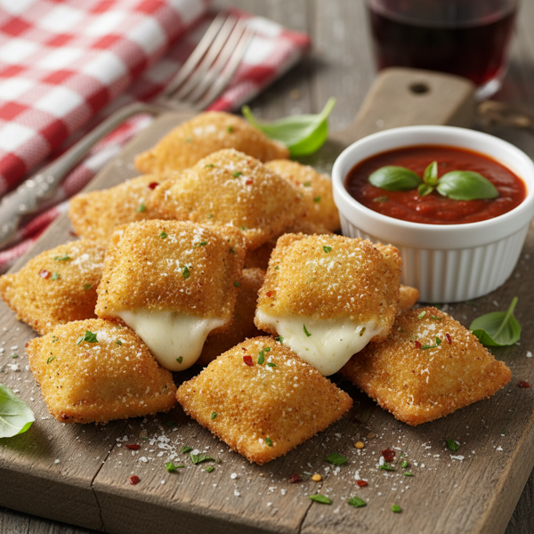 Crispy Cheesy Fried Ravioli Bites recipe