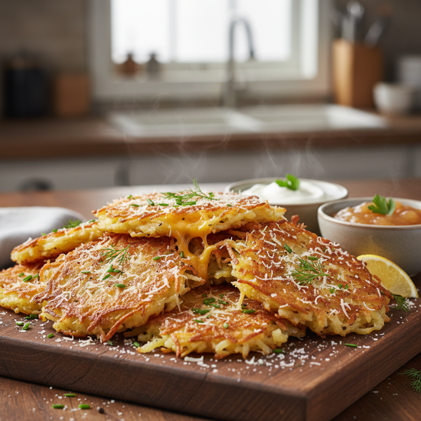 Crispy Cheesy Potato Latkes recipe