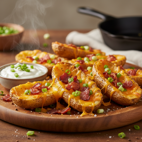 Crispy Cheesy Potato Skins Delight recipe