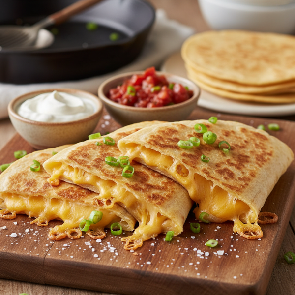 Crispy Cheesy Quesadillas with Scallions recipe