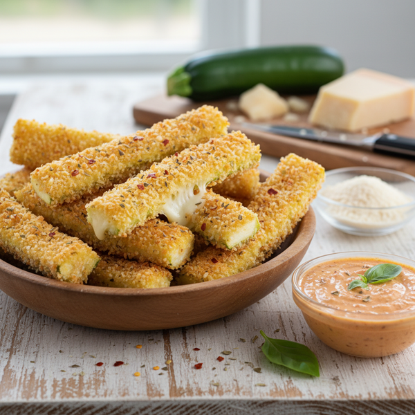 Crispy Cheesy Zucchini Sticks recipe