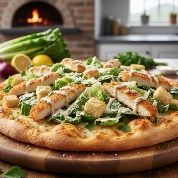 Crispy Chicken Caesar Salad Pizza recipe