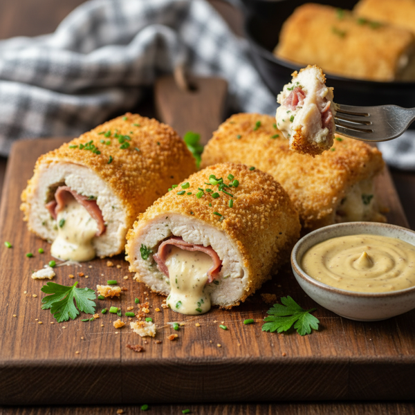 Crispy Chicken Cordon Bleu Rolls recipe
