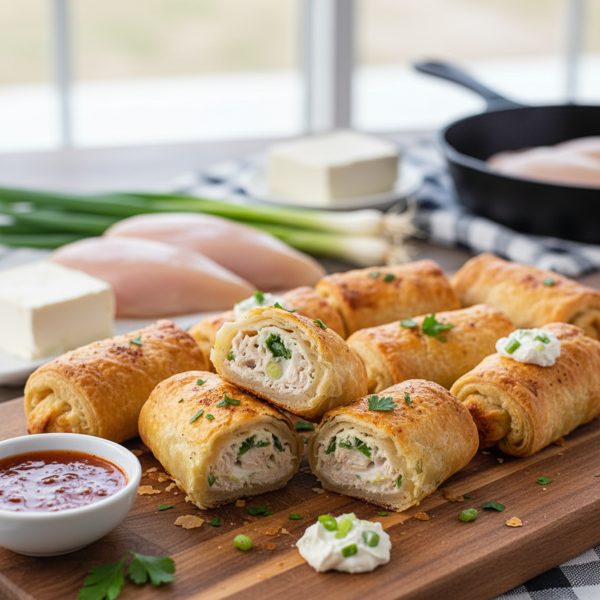Crispy Chicken Cream Cheese Roll-Ups recipe