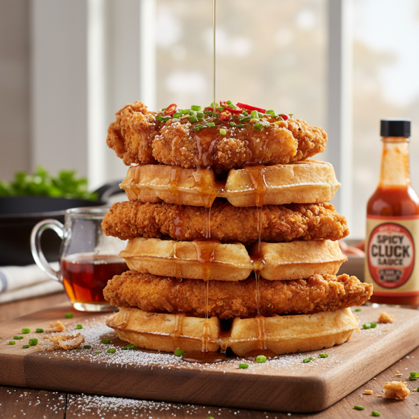 Crispy Chicken Waffle Stack recipe