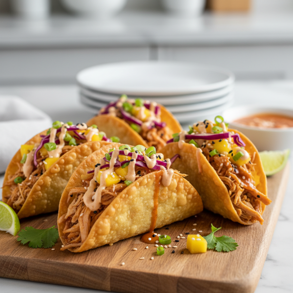 Crispy Chicken Wonton Tacos recipe