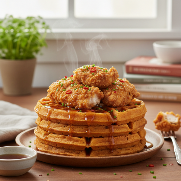 Crispy Chicken & Sweet Potato Waffles recipe