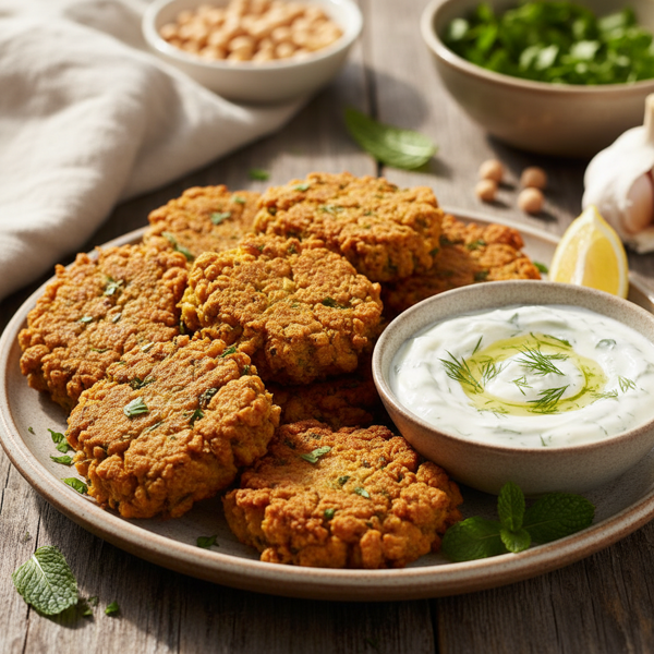 Crispy Chickpea Fritters with Refreshing Tzatziki recipe