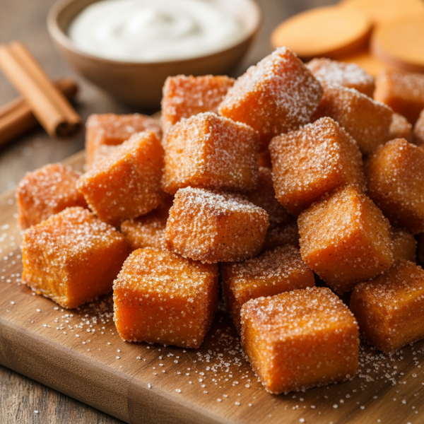 Crispy Cinnamon-Sugar Sweet Potato Bites recipe