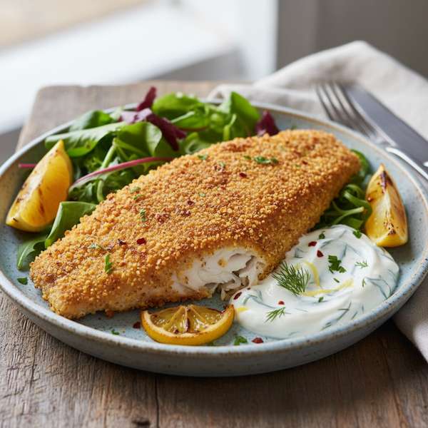 Crispy Cornmeal-Crusted Yogurt-Marinated Fish recipe