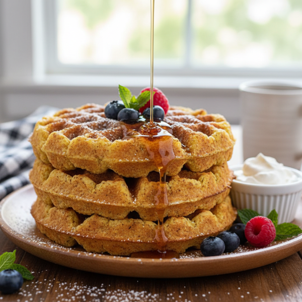 Crispy Cornmeal Sourdough Waffles recipe