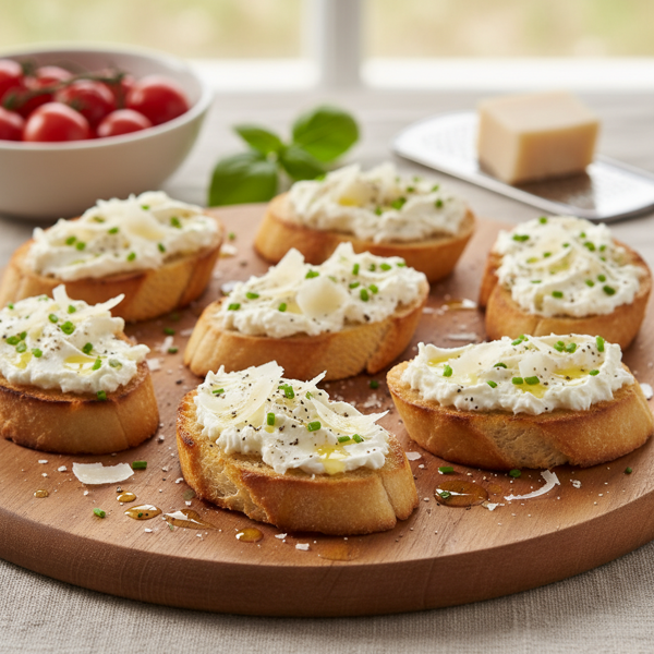 Crispy Crostini with Mascarpone and Parmesan recipe