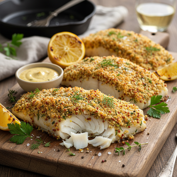 Crispy Dijon Herb Baked Cod recipe