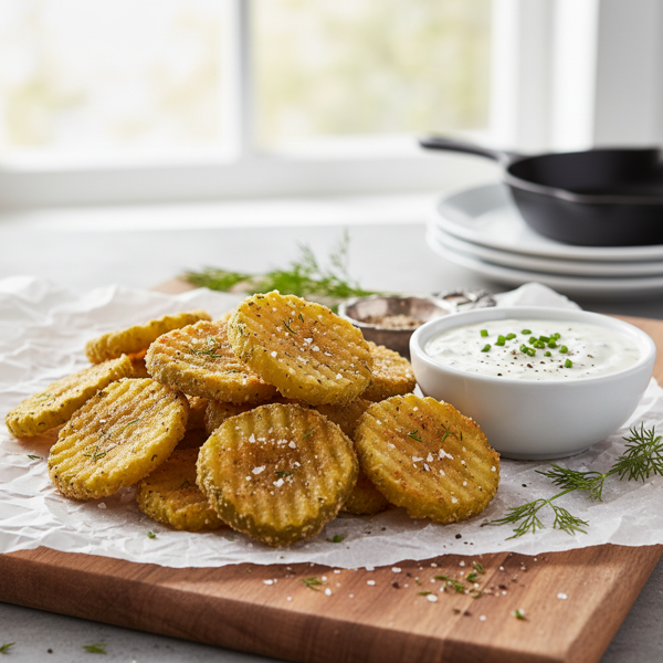 Crispy Dill Pickle Chips with Ranch Dip recipe