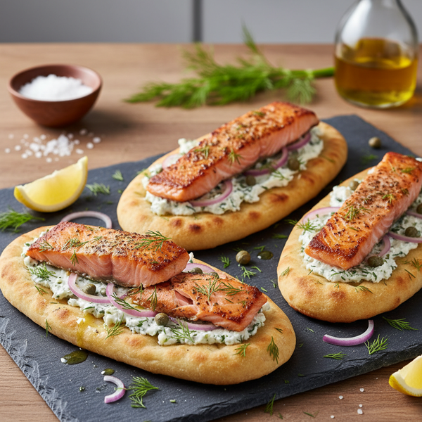 Crispy Dilled Salmon Flatbreads recipe