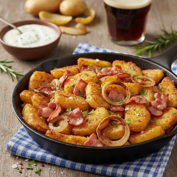 Crispy Dutch Home-Style Fried Potatoes with Bacon and Onions recipe