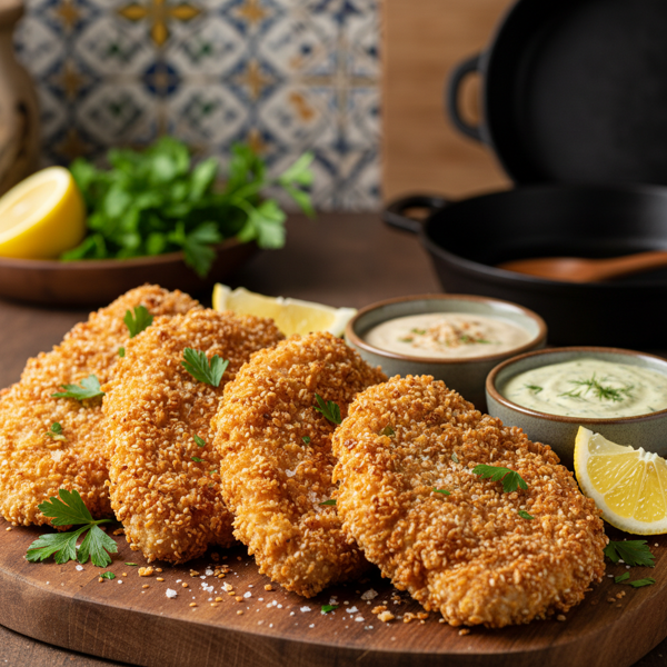 Crispy Egyptian Chicken Panne recipe