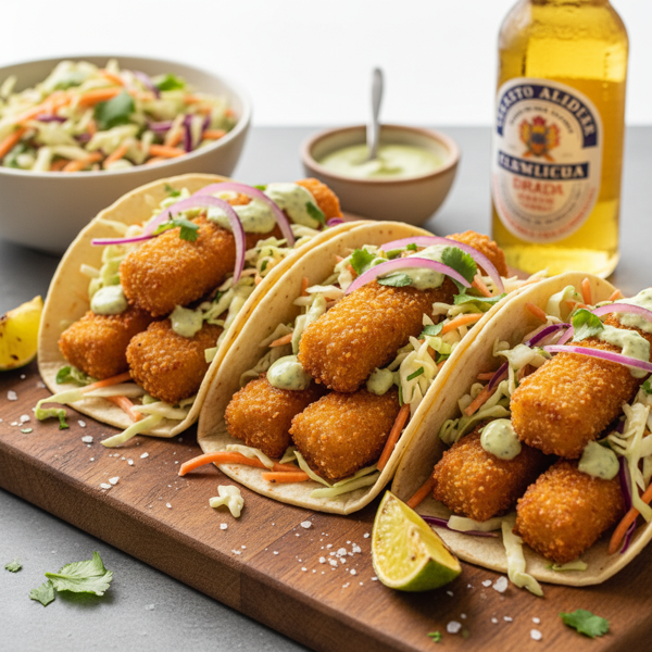 Crispy Fish Stick Tacos with Zesty Slaw recipe