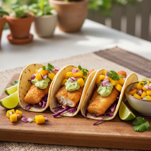 Crispy Fish Tacos with Fresh Mango Salsa recipe