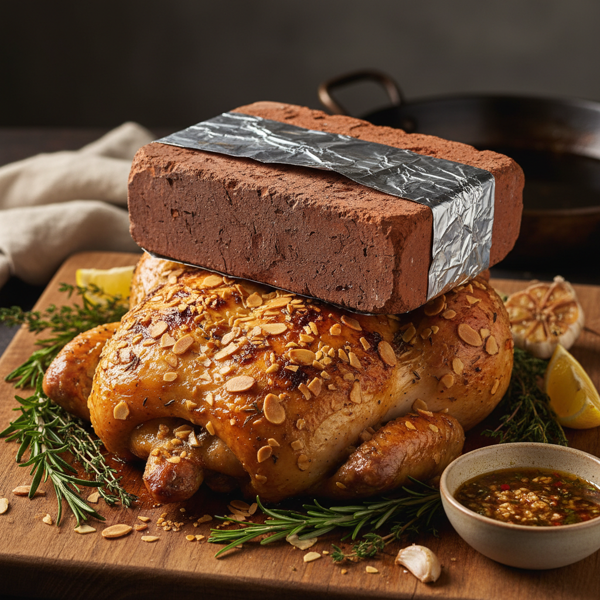 Crispy Garlic-Almond Chicken Under a Brick recipe