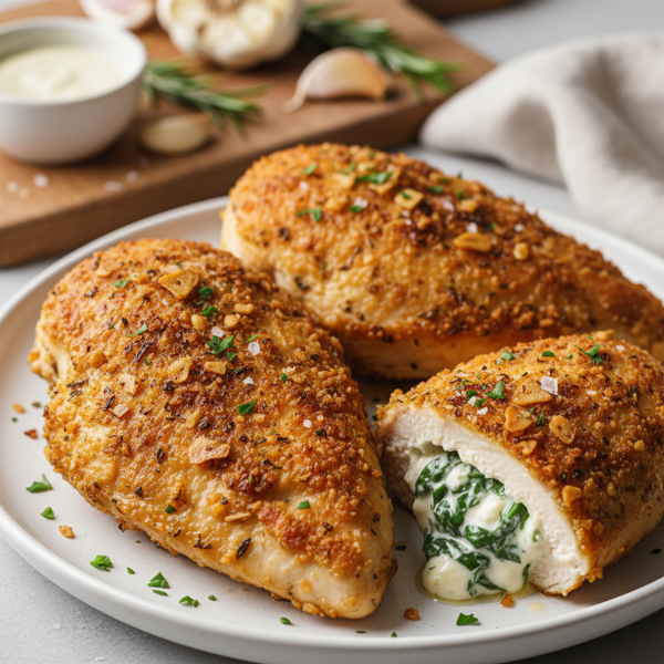Crispy Garlic-Stuffed Chicken Breasts recipe