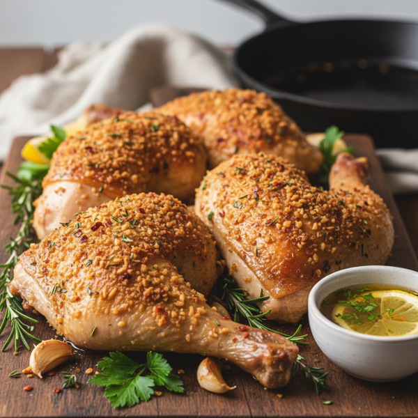Crispy Garlic Herb Baked Chicken Leg Quarters recipe