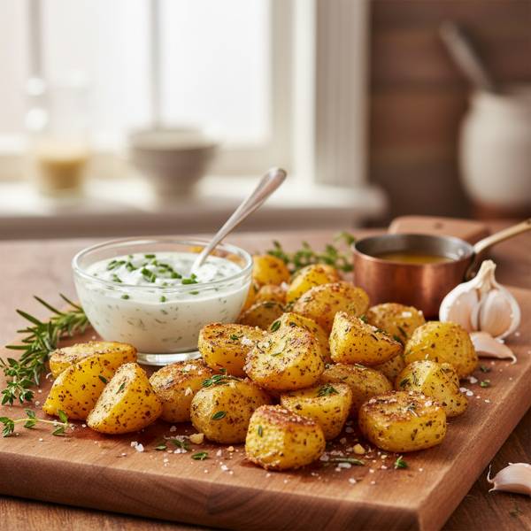 Crispy Garlic Herb Microwaved Potato Bites recipe