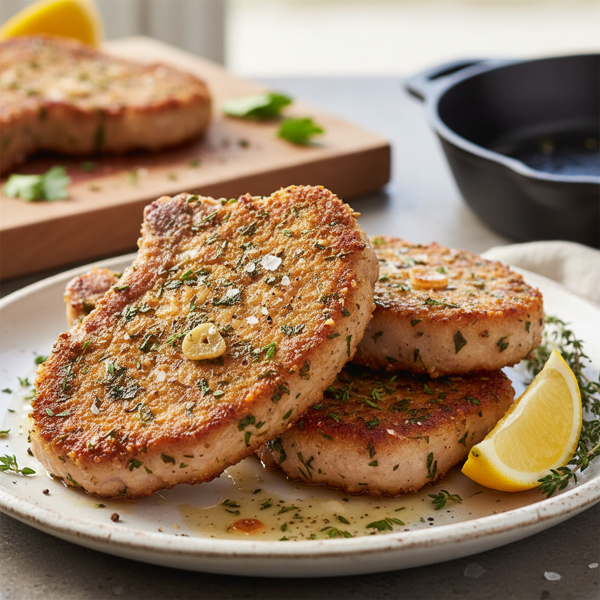 Crispy Garlic Herb Pork Chops recipe