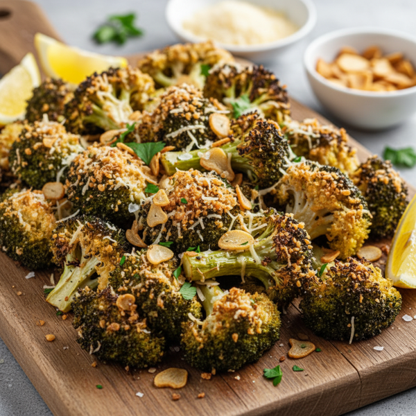 Crispy Garlic Parmesan Roasted Broccoli recipe