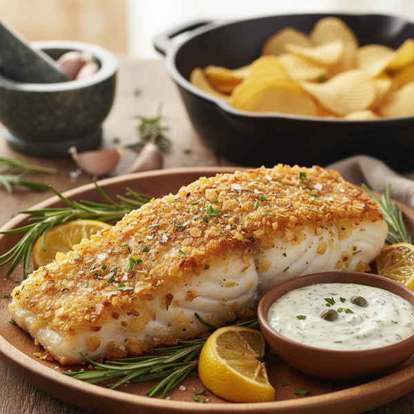 Crispy Garlic Potato Chip Cod recipe