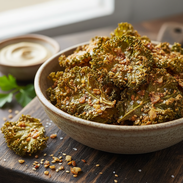 Crispy Garlic Sesame Kale Chips recipe