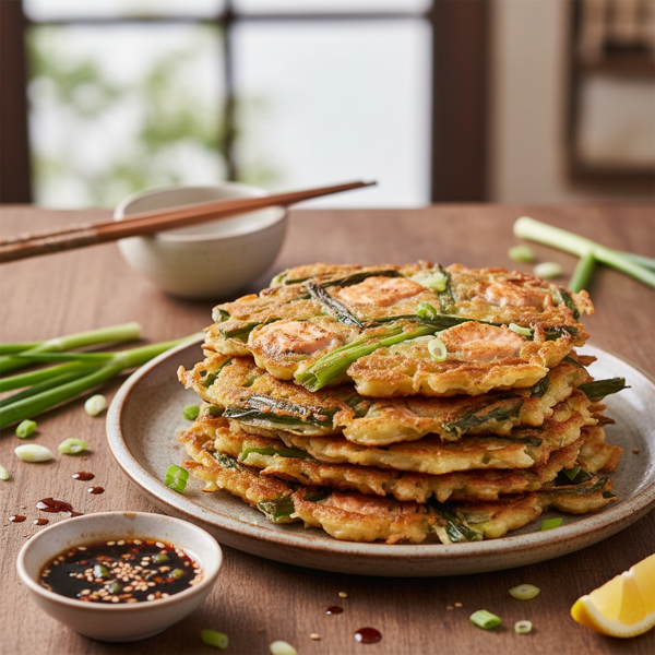 Crispy Gluten-Free Korean Salmon and Scallion Pancakes (Pajeon) recipe