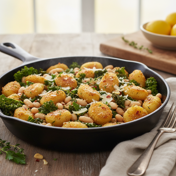 Crispy Gnocchi & Kale Bean Medley recipe
