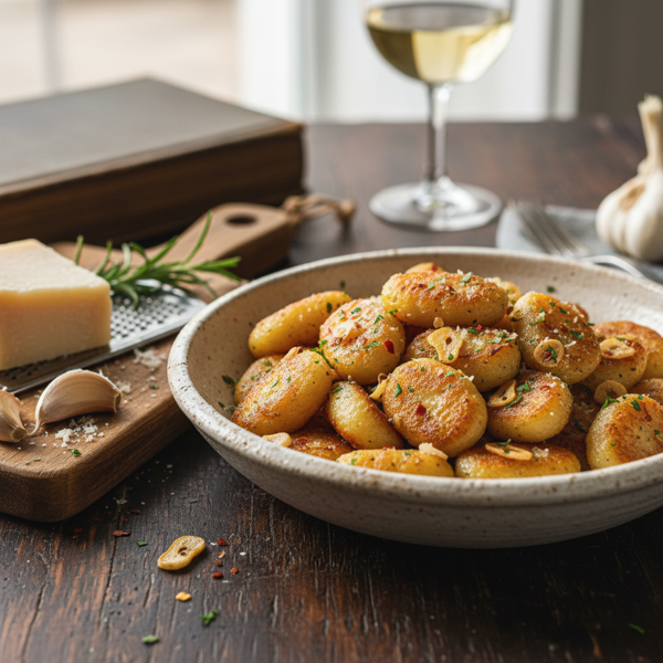 Crispy Gnocchi with Garlic and Romano recipe