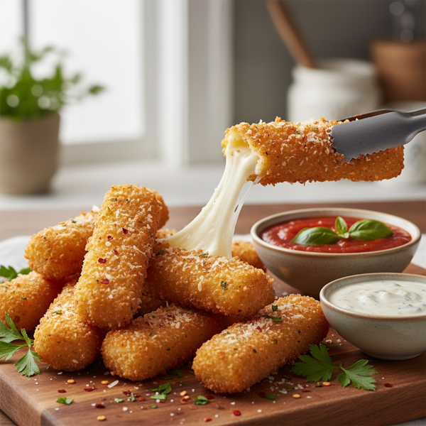 Crispy Golden Fried Mozzarella Sticks recipe