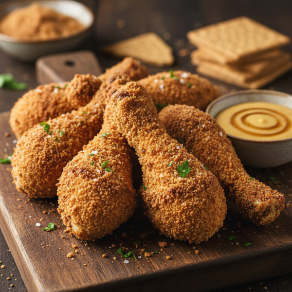 Crispy Graham Cracker Coated Chicken Drumsticks recipe