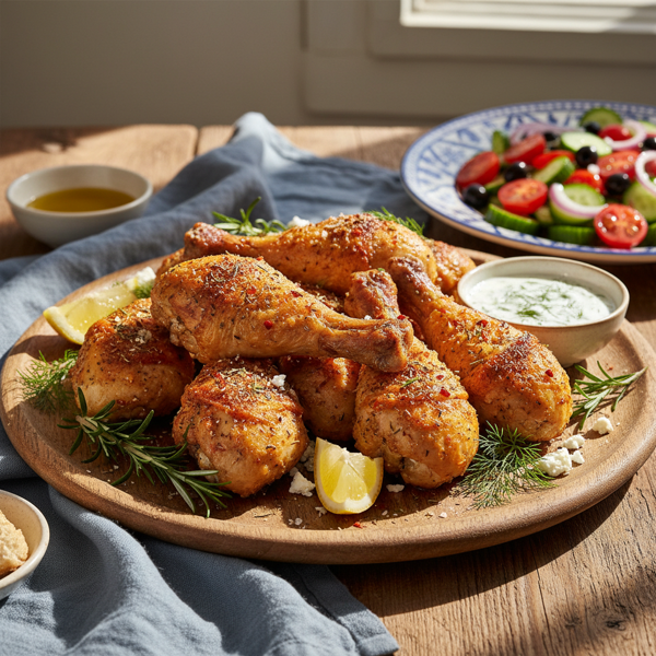 Crispy Greek-Style Baked Chicken Drumsticks recipe