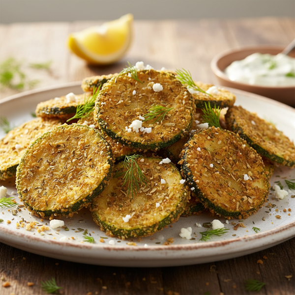 Crispy Greek Zucchini Chips with Herb Crust recipe
