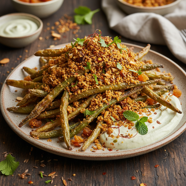 Crispy Green Beans with Spiced Lentil Crumble recipe