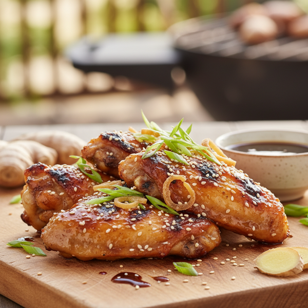 Crispy Grilled Ginger Soy Wings recipe