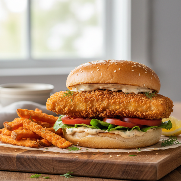 Crispy Grouper Fish Fillet Sandwich recipe