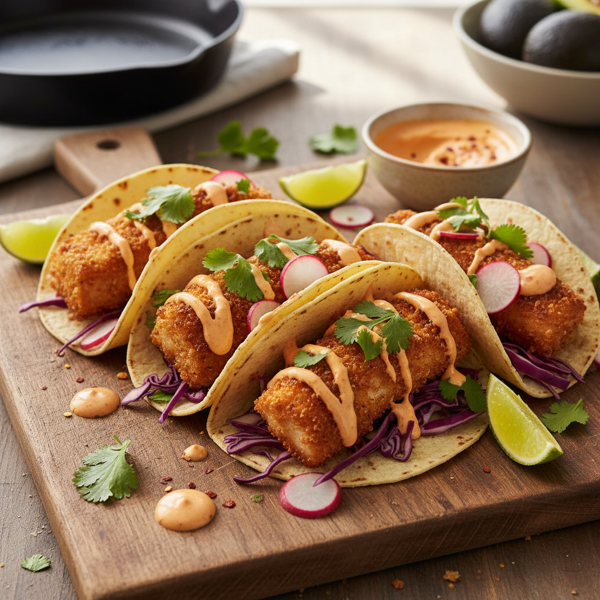 Crispy Halibut Tacos with Zesty Chipotle Aioli recipe