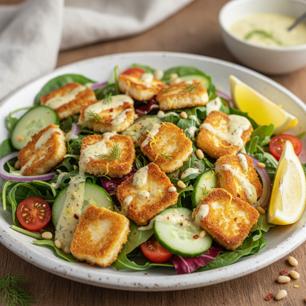 Crispy Halloumi Salad with Zesty Dressing recipe